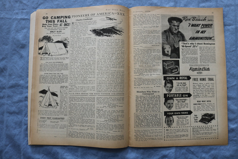 1938 OCTOBER THE OPEN ROAD FOR BOYS MAGAZINE - SIX-MAN FOOTBALL - ST 5510K