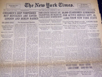 1940 SEPTEMBER 2 NEW YORK TIMES - CHILDREN SHIP TORPEDOED - NT 2929