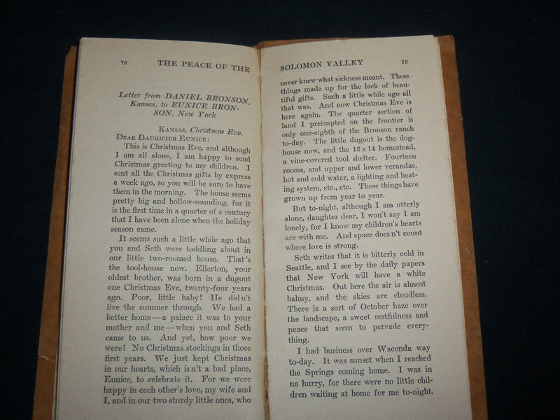 1925 THE PEACE OF THE SOLOMON VALLEY BOOK BY MARGARET HILL MCCARTER - J 6585