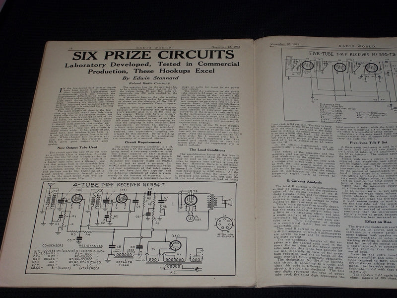 1932 NOVEMBER 12 RADIO WORLD MAGAZINE NICE ELECTRONICS COVERS & ADS - E 2820