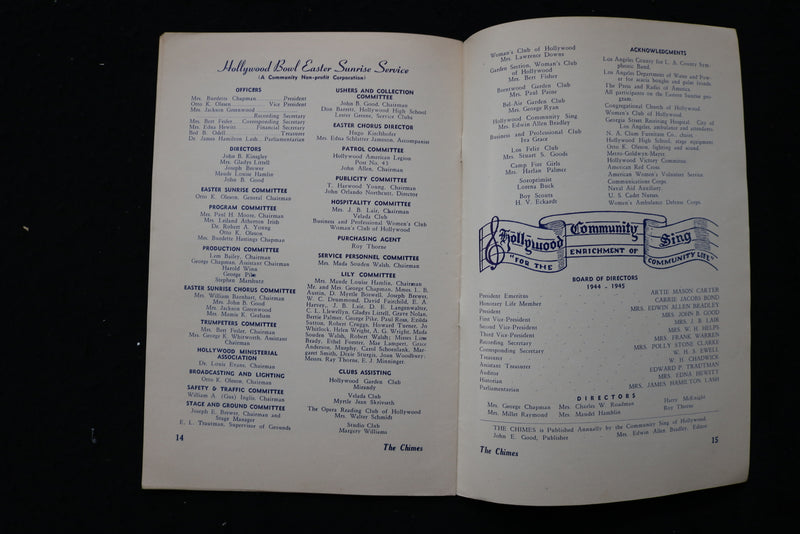1945 HOLLY BOWL EASTER SUNRISE SERVICE PROGRAM - K 1811