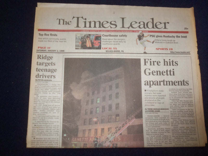 1999 JAN 2 WILKES-BARRE TIMES LEADER -TOM RIDGE TARGETS TEENAGE DRIVERS- NP 8235