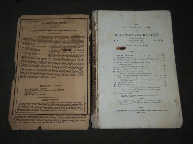 1839 JANUARY THE UNITED STATES MAGAZINE & DEMOCRATIC REVIEW VOL 5 NO. 13- J 3354