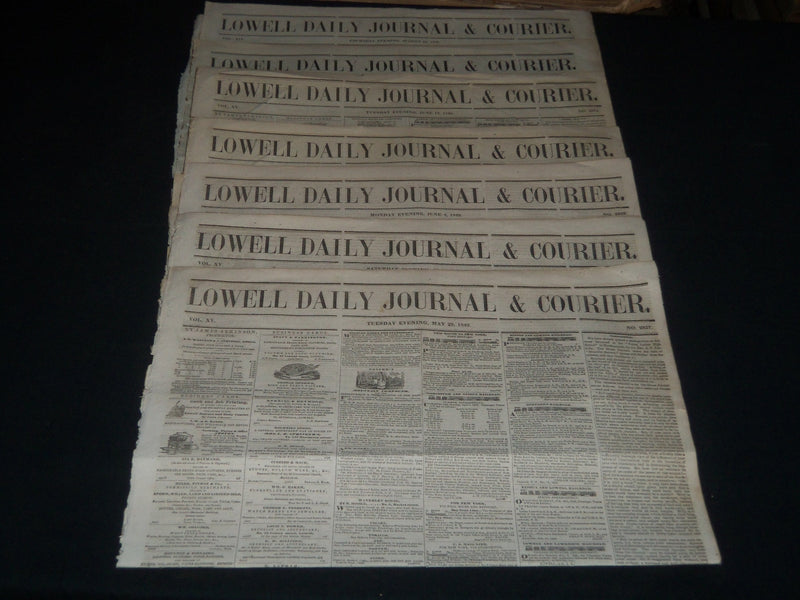 1849 LOWELL DAILY JOURNAL & COURIER NEWSPAPER LOT OF 7 - MASSACHUSESTTS- NP 614D