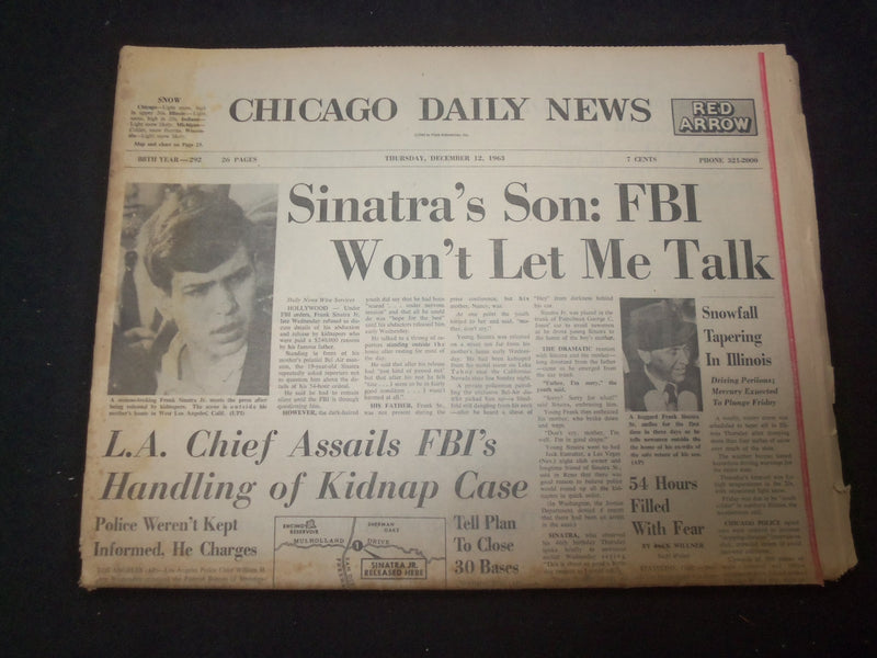 1963 DEC 12 CHICAGO DAILY NEWS -SINATRA'S SON: FBI WON'T LET ME TALK - NP 8053