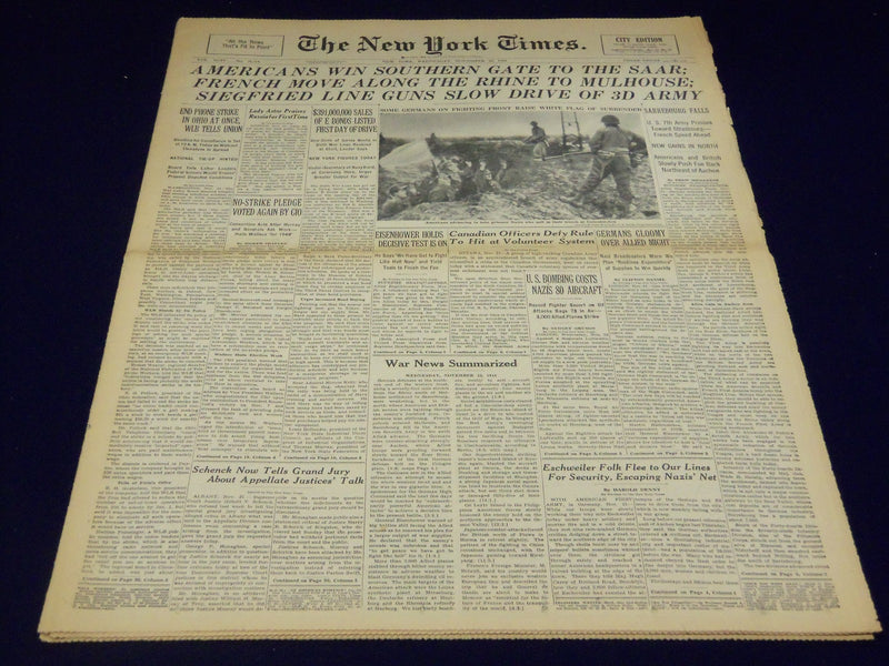 1944 NOVEMBER 22 NEW YORK TIMES - AMERICAN WIN GATE - NT 2607