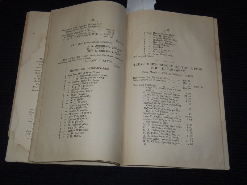 1894 ANNUAL REPORT OF THE TOWN OFFICERS OF UPTON MASSACHUSETTS - K 3114