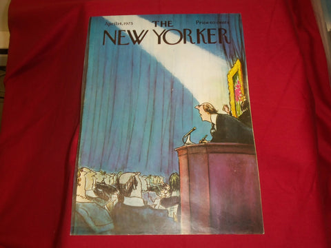 1975 APRIL 14 NEW YORKER MAGAZINE FRONT COVER ONLY - GREAT ART FOR FRAMING