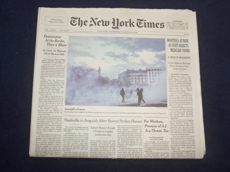 2023 MARCH 29 NEW YORK TIMES - HOSPITALS AT RISK AS STATE REJECTS MEDICAID FUNDS