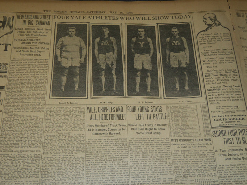 1908 MAY 16 THE BOSTON HERALD - JOHN B. MORAN RESTING IN THE SOUTH - BH 69