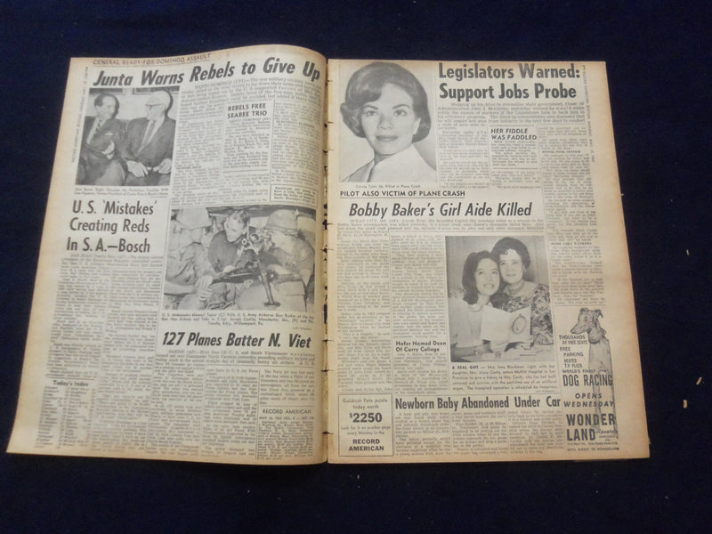 1965 MAY 10 BOSTON RECORD AMERICAN NEWSPAPER-LEGISLATORS JOB PROBE WARN- NP 6286
