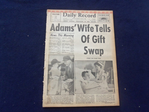 1958 JUNE 16 BOSTON RECORD AMERICAN NEWSPAPER-ADAMS' WIFE TELL GIFT SWAP-NP 6270