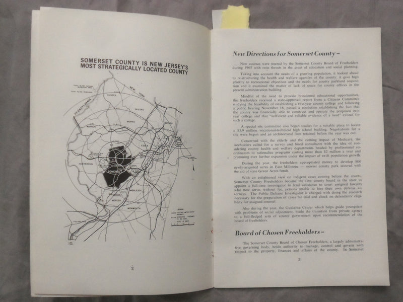 1965 SOMERSET COUNTY NEW JERSEY ANNUAL REPORT SOFTCOVER BOOK - K 290