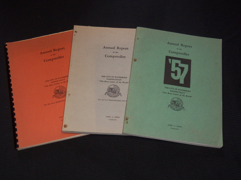 1949-1957 WATERBURY CONNECTICUT ANNUAL COMPTROLLER REPORTS LOT OF 3 - O 2351A
