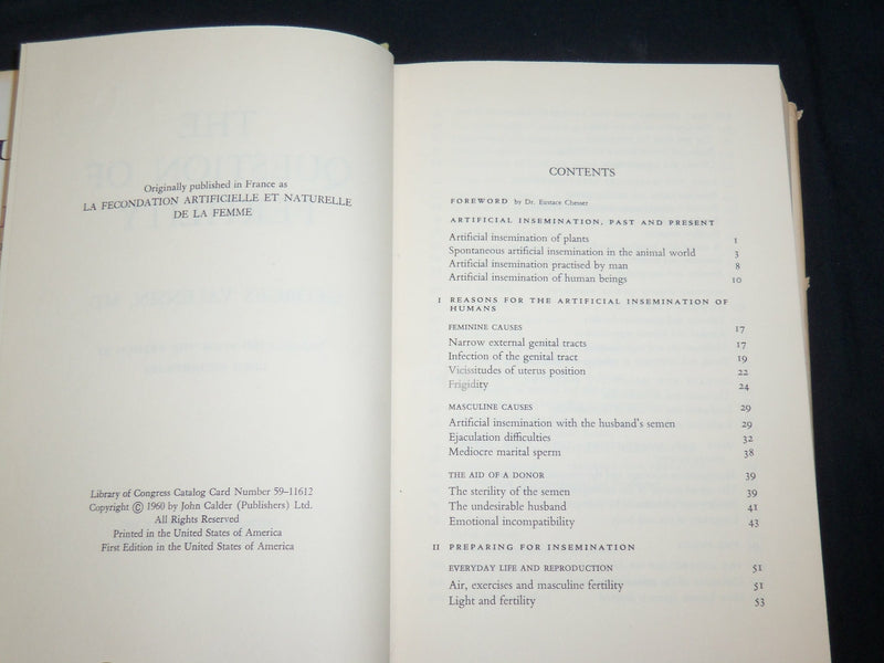 1960 THE QUESTION OF FERTILITY BOOK BY GEORGE'S VALENSIN M. D. - KD 2761M