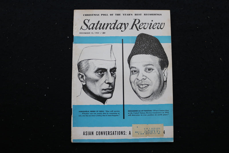 1953 DEC 12 SATURDAY REVIEW MAGAZINE - JAWAHARLAL NEHRU COVER - SP 4189D
