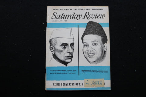 1953 DEC 12 SATURDAY REVIEW MAGAZINE - JAWAHARLAL NEHRU COVER - SP 4189D