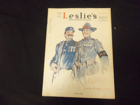1919 FEBRUARY 22 LESLIE'S WEEKLY MAGAZINE - BROTHER COPS - ST 2237