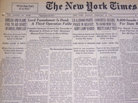 1940 FEBRUARY 12 NEW YORK TIMES - LORD TWEEDSMUIR DEAD AT 64 - NT 2875
