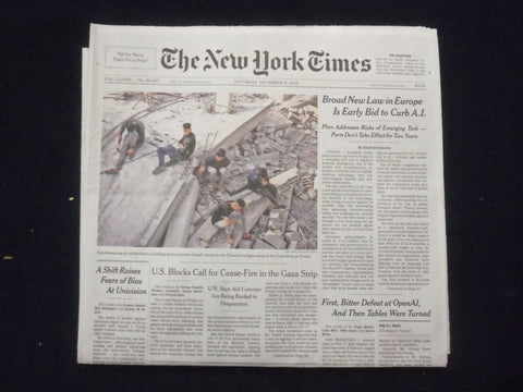 2023 DECEMBER 9 NEW YORK TIMES-BROAD NEW LAW IN EUROPE IS EARLY BID TO CURB A.I.