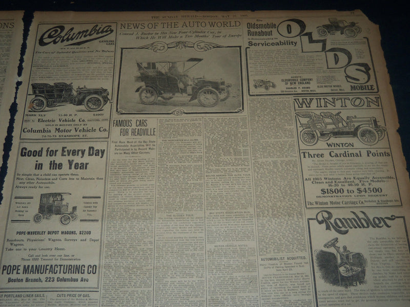 1905 MAY 21 THE BOSTON HERALD - PHILLIPS BROOKS HOUSE TABLET TAKEN - BH 154