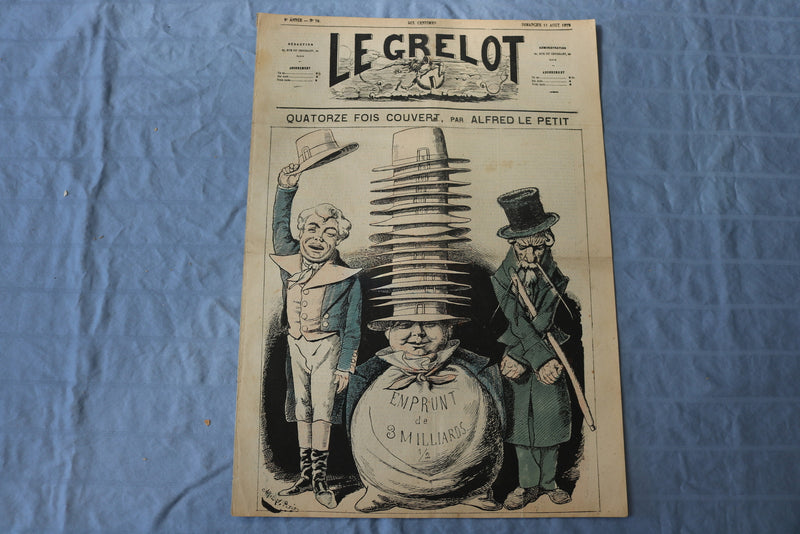 1872 AUGUST 11 LE GRELOT NEWSPAPER - QUATORZE FOIS COUVERT - FRENCH - NP 8595