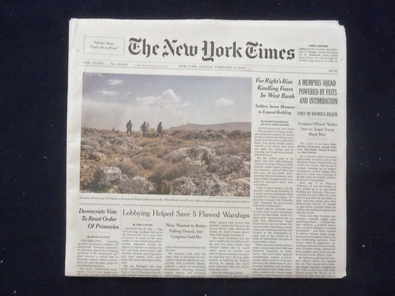 2023 FEB 5 NEW YORK TIMES - A MEMPHIS SQUAD POWERED BY FISTS AND INTIMIDATION