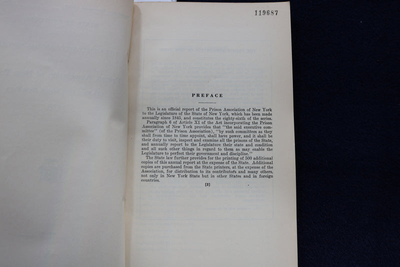 1930 PRISON ASSOCIATION OF NEW YORK ANNUAL REPORT SOFTCOVER BOOK BY - K 850