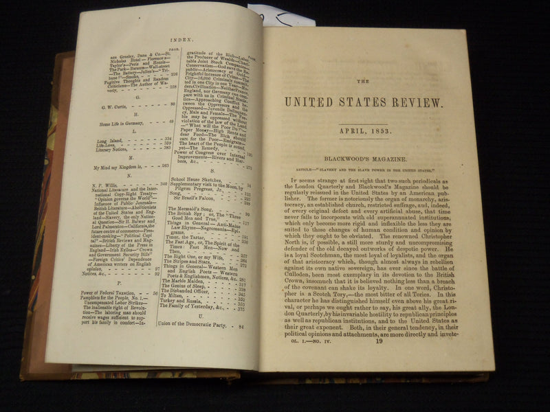 1853-1854 THE UNITED STATES REVIEW BOUND VOLUME NO. 2 - NEW YORK - KD 9524