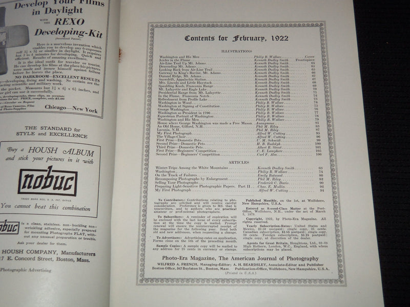 1922 FEBRUARY PHOTO-ERA MAGAZINE - GREAT PHOTOS - SP 3253E