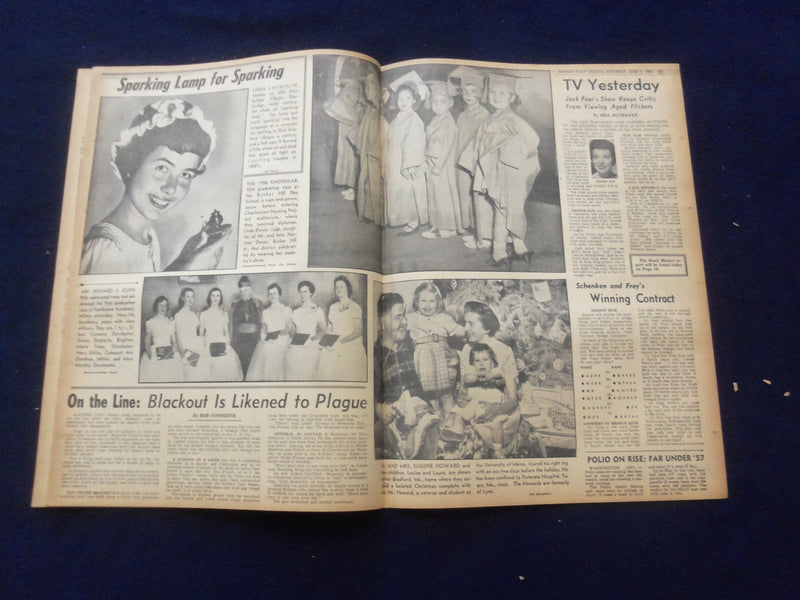 1958 JUNE 7 BOSTON RECORD AMERICAN NEWSPAPER-DEVER SLUR IN GOLDFINE LINK-NP 6277