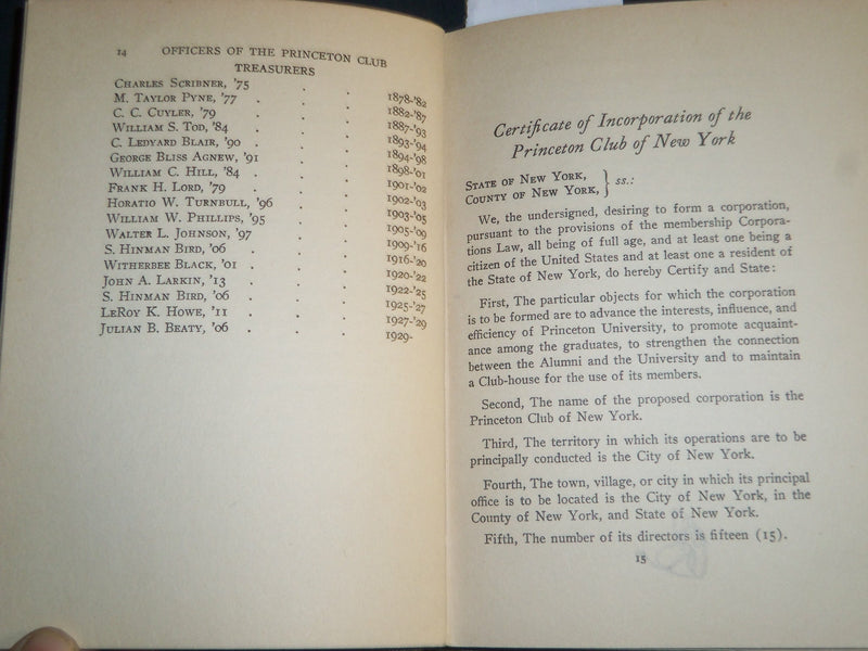 1929 ANNUAL OF THE PRINCETON CLUB OF NEW YORK - PRINCETON NEW JERSEY - KD 5720