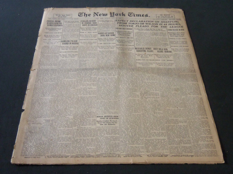 1919 JULY 28 NEW YORK TIMES - EXPECT DECLARATION ON SHANTUNG - NT 6435