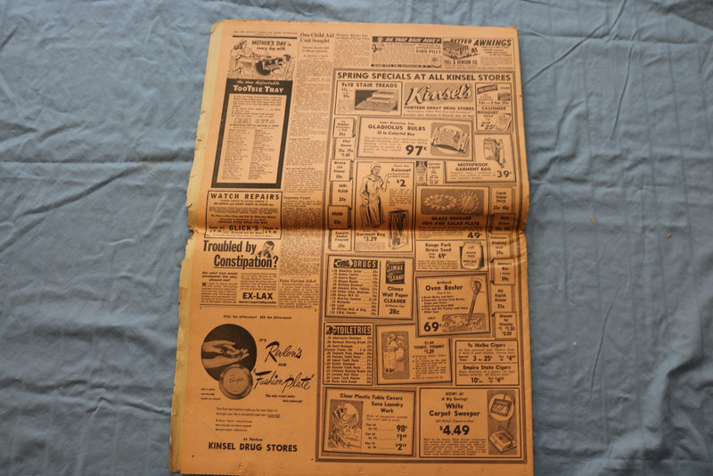 1947 APRIL 9 THE DETROIT NEWS NEWSPAPER-ALL MICHIGAN HENRY FORD TRIBUTE -NP 9218