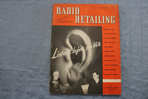 1940 OCT RADIO AND TELEVISION RETAILING MAGAZINE - YOU VOTE COVER - ST 1766Q