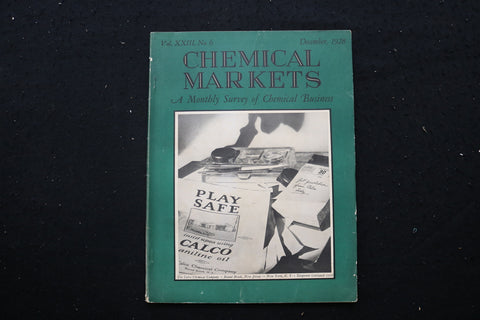 1928 DEC CHEMICAL MARKETS MAGAZINE - CALCO CHEMICAL COMPANY COVER - SP 4189Z
