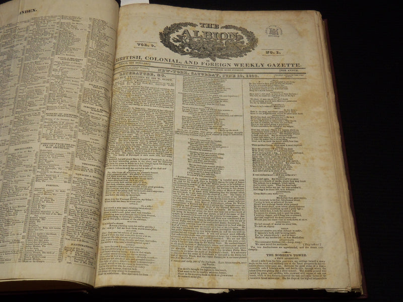 1830-1831 THE ALBION WEEKLY GAZETTE BOUND VOLUME NO. 9 - NEW YORK - R 89Z