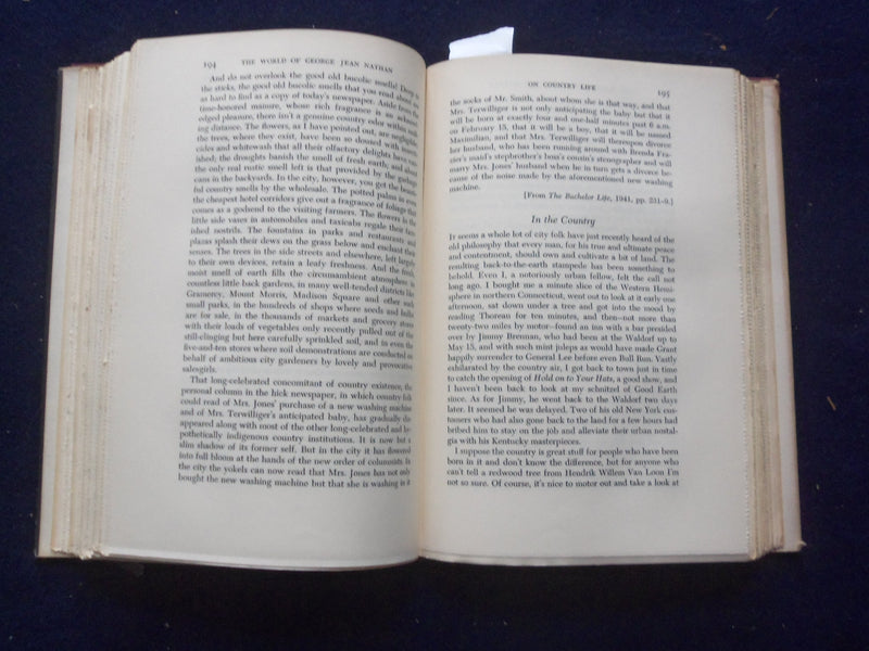 1952 THE WORLD OF GEORGE JEAN NATHAN HARDCOVER BOOK BY CHARLES ANGOFF - KD 8397