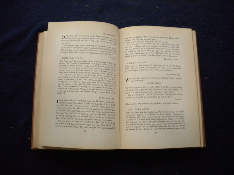 1931 ELLEN TERRY AND BERNARD SHAW A CORRESPONDENCE HARDCOVER BOOK - KD 8041