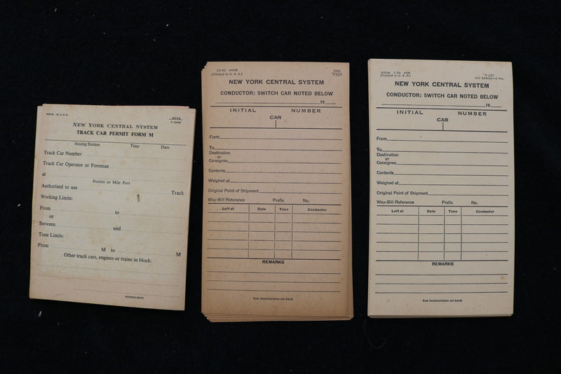 1950'S NEW YORK CENTRAL SYSTEM EPHEMERA LOT - CONDUCTOR - TRACK CAR - K 3085