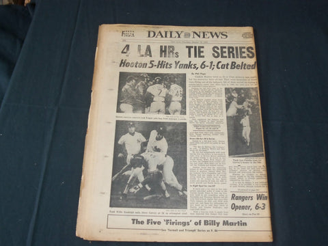 1977 OCT 13 NEW YORK DAILY NEWS NEWSPAPER- 4 LA HOMERS TIE WORLD SERIES-NP 3581