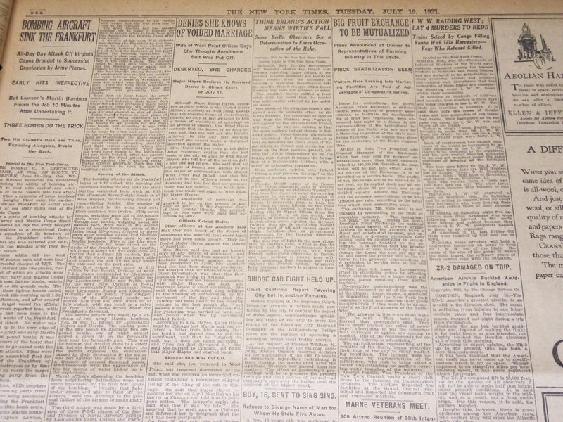 1921 JULY 19 NEW YORK TIMES NEWSPAPER - LINDEN NEW JERSEY OIL FIRE - NT 8715