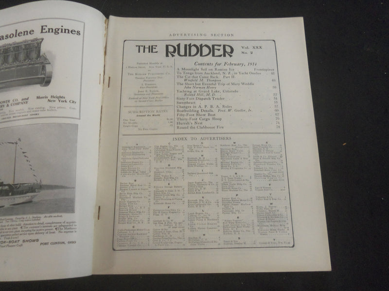1914 FEBRUARY THE RUDDER MAGAZINE-ILLUSTRATIONS, STORIES, PHOTOS & ADS - B 4198S