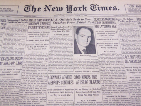 1950 APRIL 3 NEW YORK TIMES - JOHN STRACHEY OUSTER SOUGHT - NT 4642