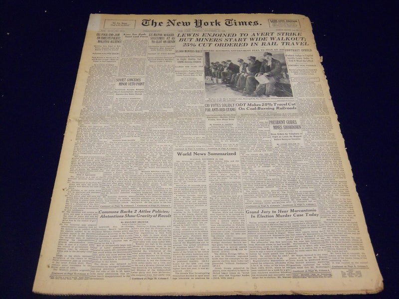 1946 NOVEMBER 19 NEW YORK TIMES - LEWIS ENJOINED TO AVERT STRIKE - NT 847