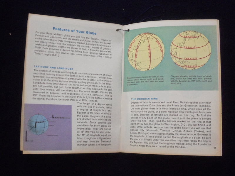 1964 RAND MCNALLY WORLD PORTRAIT GLOBE SOFTCOVER BOOK - J 9663
