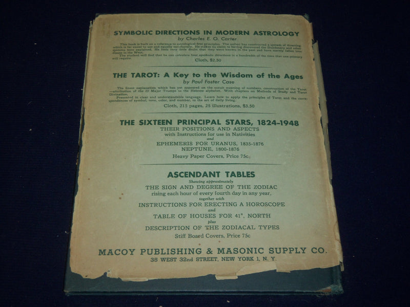 1948 TABLE OF HOUSES THE SPHERICAL BASIS OF ASTROLOGY BOOK BY DALTON - KD 5601