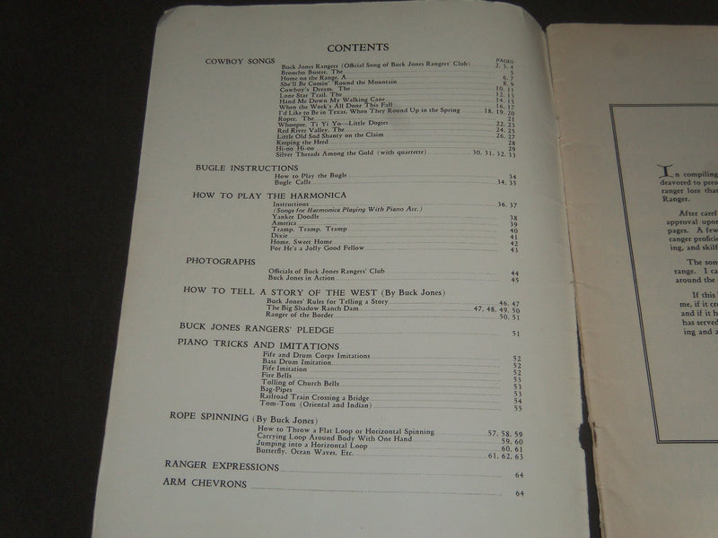 1932 BUCK JONES RANGERS COWBOYS COLLECTION SONG BOOK - J 2421