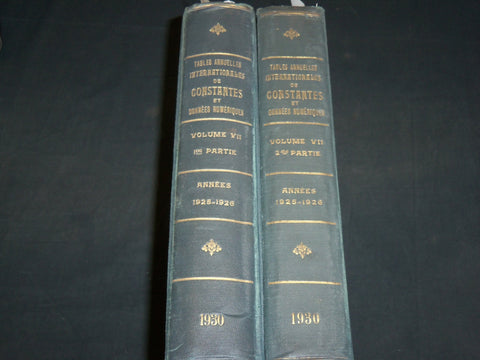 1925-1926 TABLES ANNUELLES DE CHEMIE - PHYSIQUE - BIOLOGIE LOT OF 2 - KD 4543