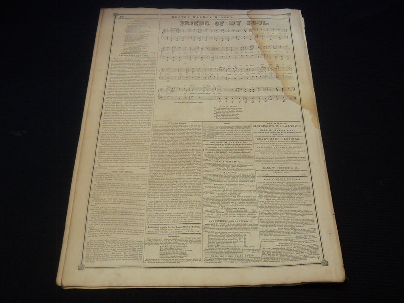 1850 SEPTEMBER 21 BOSTON MUSEUM NEWSPAPER - JENNY LIND - P. T. BARNUM - NP 9053